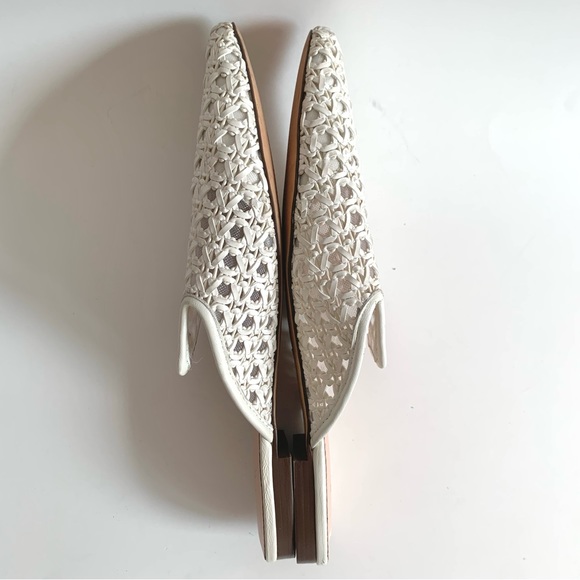 J. Crew Pointed toe Woven Slide Sandal mules white - Picture 8 of 9